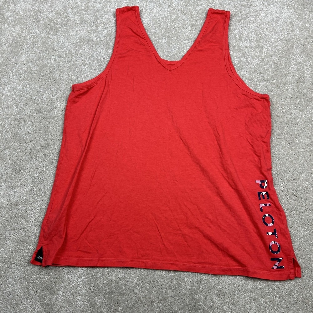 Peloton Tank Top Womens Medium Red V Neck Relaxed Fit Cycling Gym Workout
